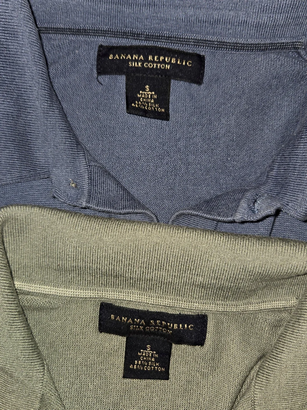 Banana Republic Silk/Cotton Polo Shirts Multi-Pack (2) Blue & Sage Gray -  Sm